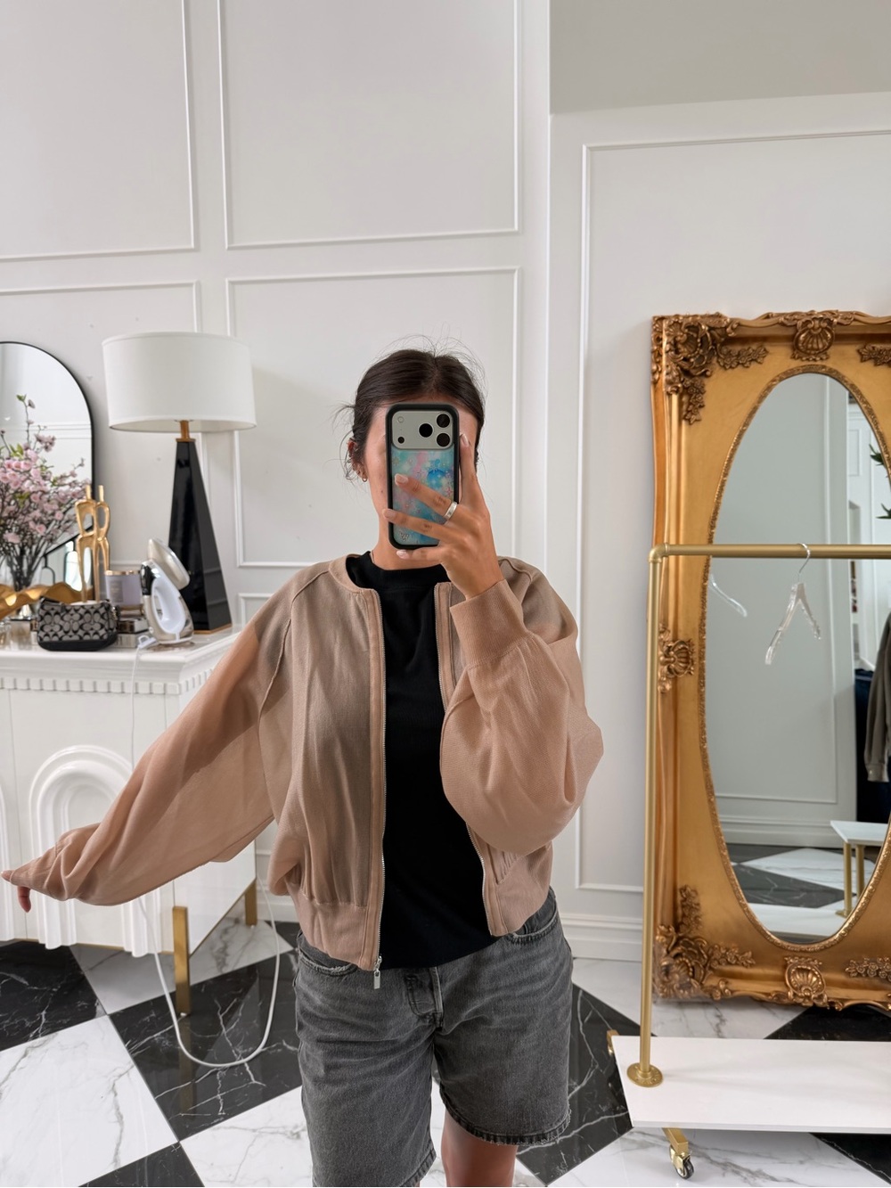 Zara Sheer Bomber Jacket - Picture 2 of 7